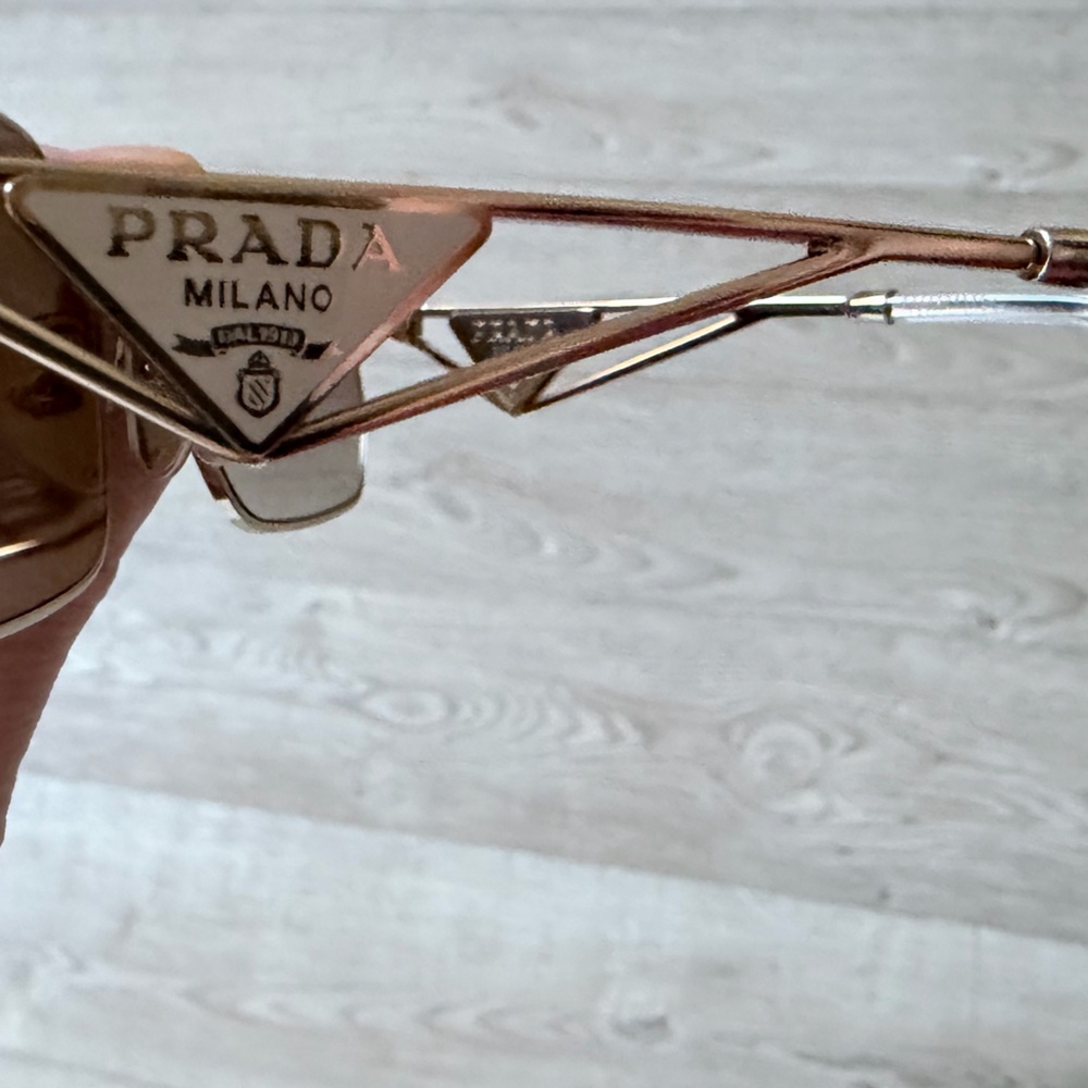 Prada Gold Hexagonal Sunglasses with Dark Lenses - Picture 8 of 12